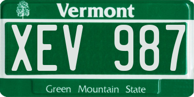 VT license plate XEV987
