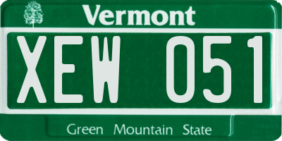 VT license plate XEW051