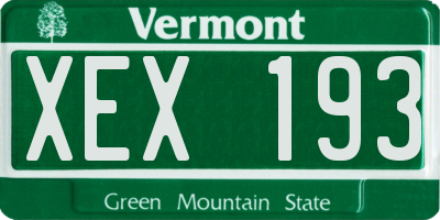 VT license plate XEX193