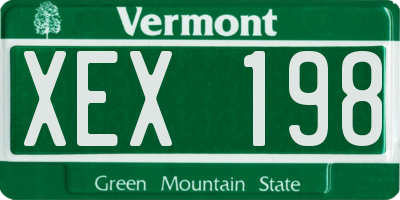 VT license plate XEX198