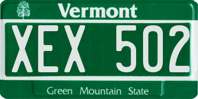 VT license plate XEX502