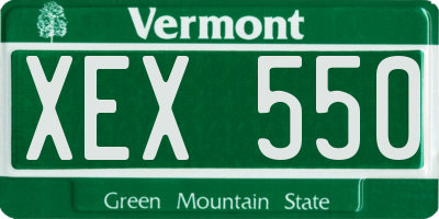 VT license plate XEX550