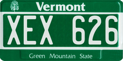VT license plate XEX626