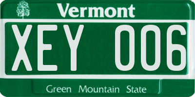 VT license plate XEY006