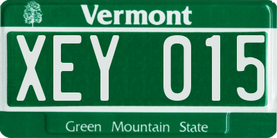 VT license plate XEY015