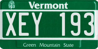 VT license plate XEY193