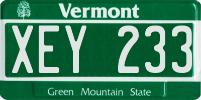 VT license plate XEY233