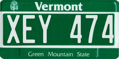 VT license plate XEY474