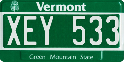 VT license plate XEY533