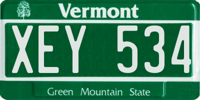 VT license plate XEY534