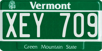 VT license plate XEY709