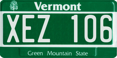 VT license plate XEZ106