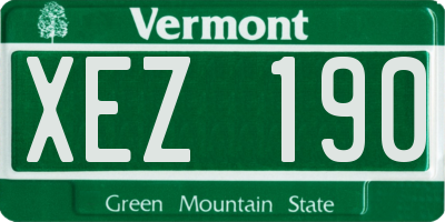 VT license plate XEZ190
