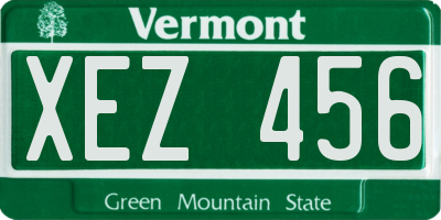 VT license plate XEZ456