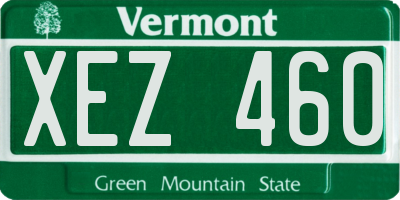 VT license plate XEZ460