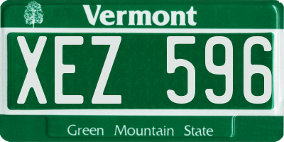 VT license plate XEZ596
