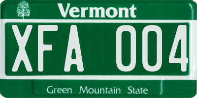 VT license plate XFA004