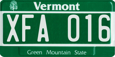 VT license plate XFA016