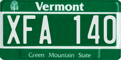 VT license plate XFA140