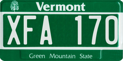VT license plate XFA170