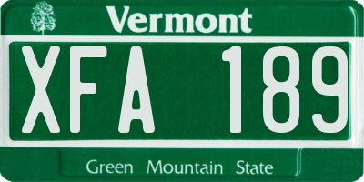VT license plate XFA189