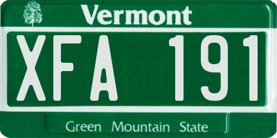 VT license plate XFA191