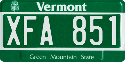 VT license plate XFA851