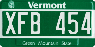 VT license plate XFB454
