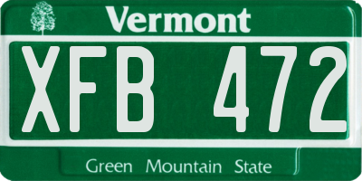 VT license plate XFB472