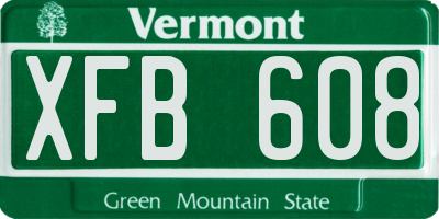 VT license plate XFB608