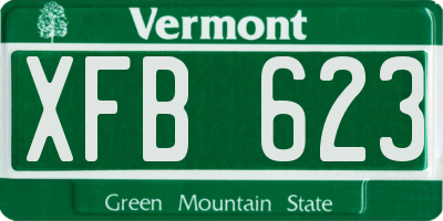 VT license plate XFB623