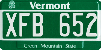 VT license plate XFB652