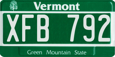 VT license plate XFB792