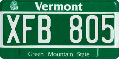 VT license plate XFB805