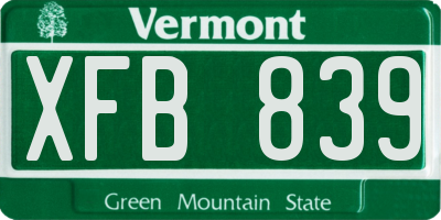 VT license plate XFB839