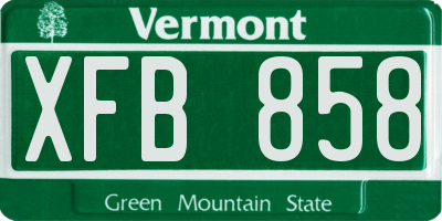 VT license plate XFB858