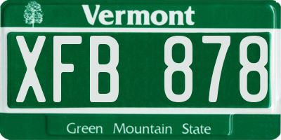VT license plate XFB878