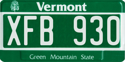VT license plate XFB930
