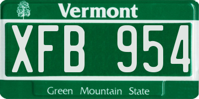 VT license plate XFB954