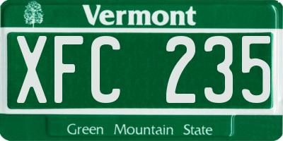 VT license plate XFC235