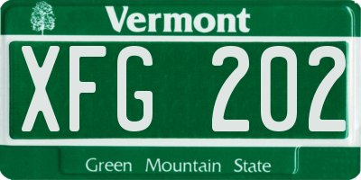 VT license plate XFG202