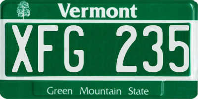 VT license plate XFG235