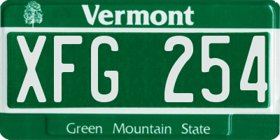 VT license plate XFG254