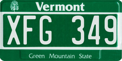 VT license plate XFG349