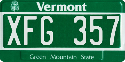 VT license plate XFG357