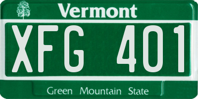 VT license plate XFG401