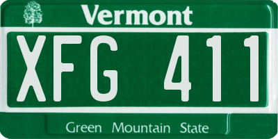 VT license plate XFG411