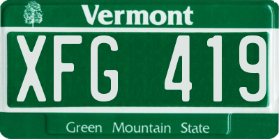 VT license plate XFG419