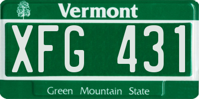 VT license plate XFG431