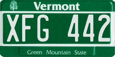 VT license plate XFG442